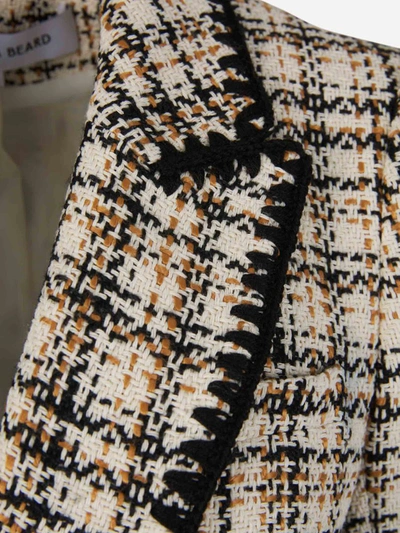Shop Veronica Beard Tweed Crochet Blazer In Crema