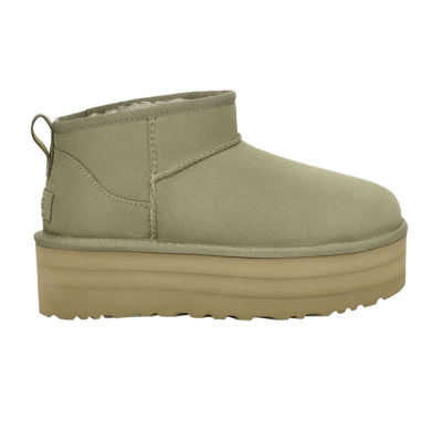 Pre-owned Ugg Wmns Classic Ultra Mini Platform Boot 'shaded Clover' In Green
