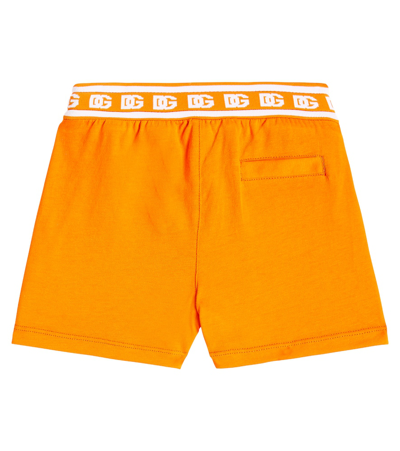 Shop Dolce & Gabbana Baby Printed Cotton Jersey Shorts In Orange
