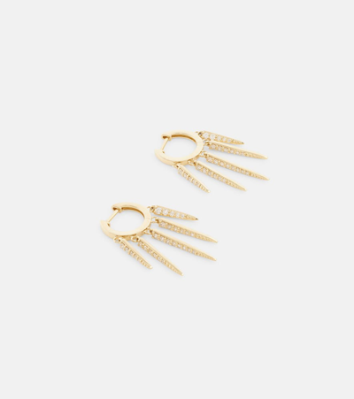 Sydney Evan Fringe Huggie 14kt Gold Hoop Earrings With Diamonds In Gold