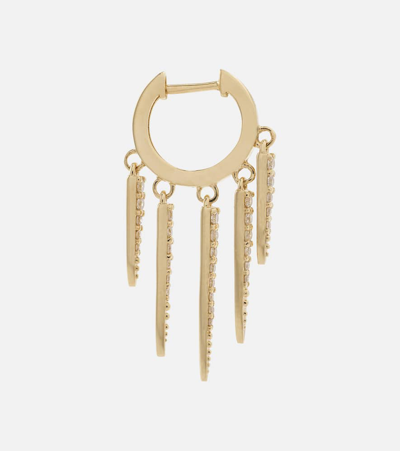 Sydney Evan Fringe Huggie 14kt Gold Hoop Earrings With Diamonds In Gold