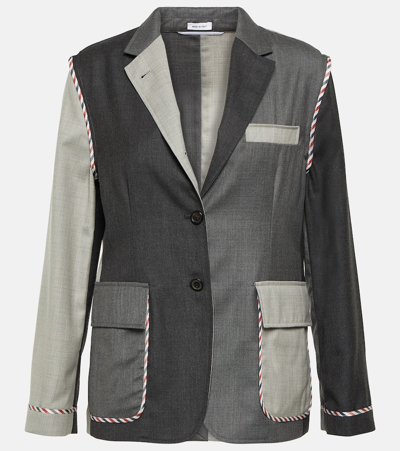 Shop Thom Browne Deconstructed Wool Blazer In Grey