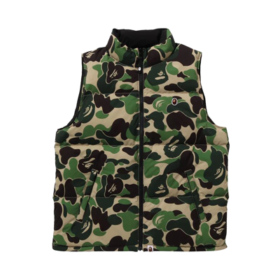Pre-owned Bape Abc Camo Reversible Down Vest 'green'
