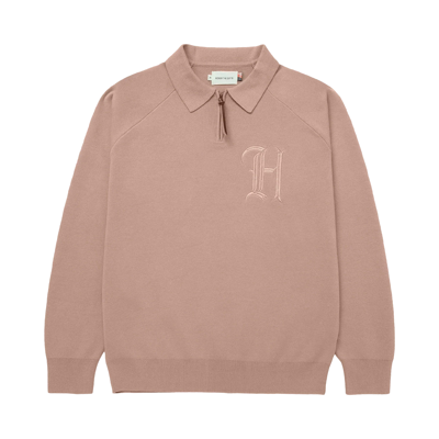 Pre-owned Honor The Gift Zip Henley 'clay' In Brown