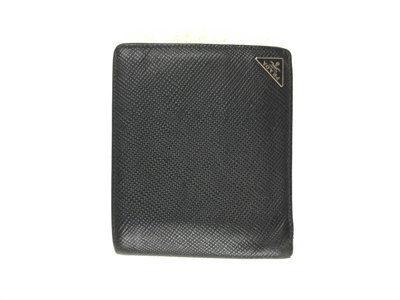 Pre-owned Prada Vintage  Saffiano Bifold Men Wallet In Black