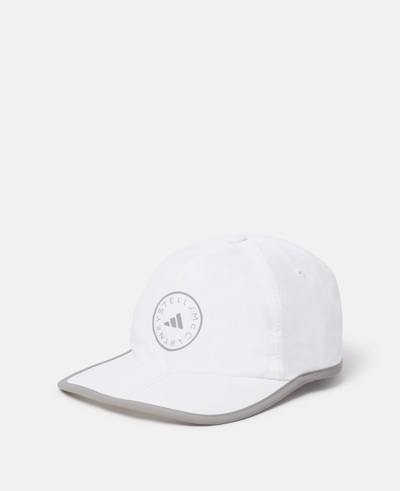 Shop Stella Mccartney Run Baseball Cap In White/dove Grey