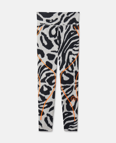 Shop Stella Mccartney Truepace Leopard Print Running Leggings In Chalk Pearl/black