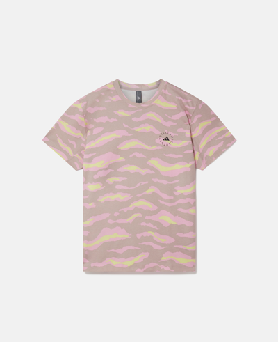 Shop Stella Mccartney Truecasuals Zebra Print T-shirt In New Rose/blush Yellow/true Pink