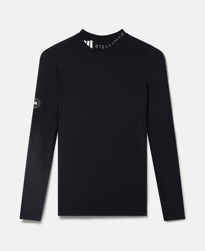 Shop Stella Mccartney Truecasuals Sportswear Rib Long Sleeve Top In Black