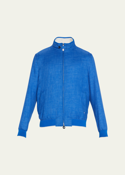 Shop Stefano Ricci Men's Cashmere-silk Blouson Jacket In Blue