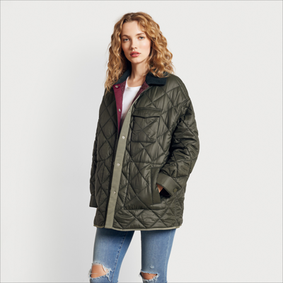 Shop Sam Edelman Reversible Quilted Jacket Olive In Green