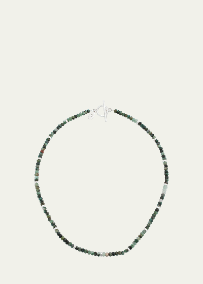 Shop Jan Leslie Men's Emerald Beaded Necklace With Sterling Silver Spacers