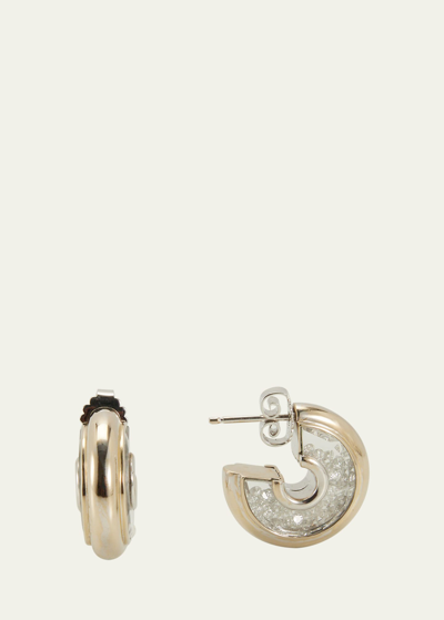 Shop Moritz Glik 18k White Gold Letra 15 Kaleidoscope Shaker Huggie Hoop Earrings In Wg