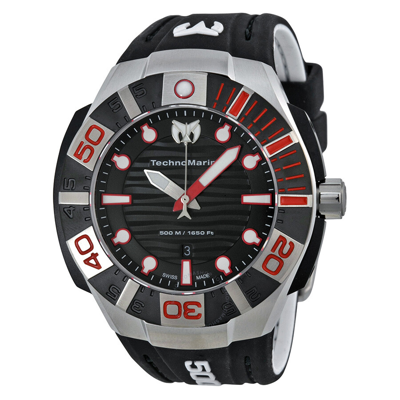 Shop Technomarine Black Reef Watch 513002 In Black / Grey / Red