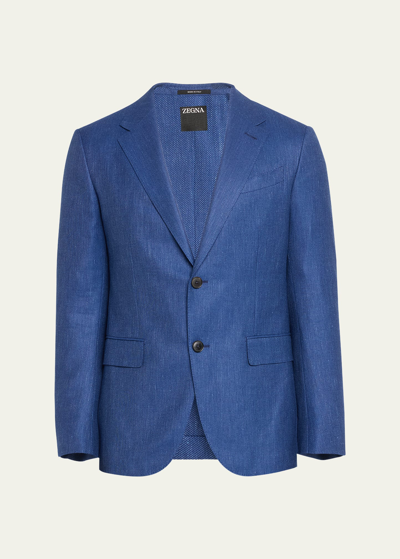 Shop Zegna Men's Cashmere-blend Twill Sport Coat In Nvy Sld