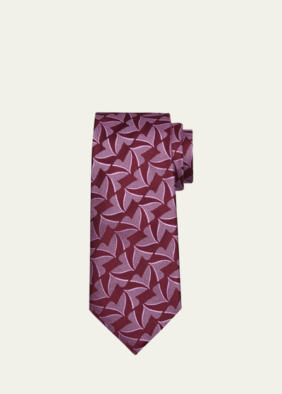 Shop Charvet Men's Geometric Jacquard Tie In 8 Pur