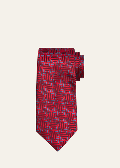 Shop Charvet Men's Silk Geometric Jacquard Tie In 3 Red