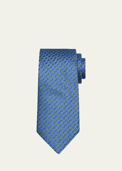 Shop Charvet Men's Silk Micro-geometric Tie In 20 Blu