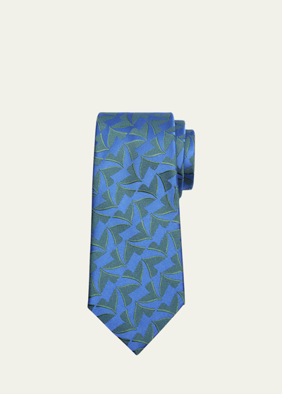 Shop Charvet Men's Geometric Jacquard Tie In 11 Blu