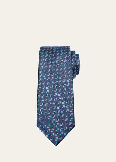 Shop Charvet Men's Silk Micro-geometric Tie In 3 Sky
