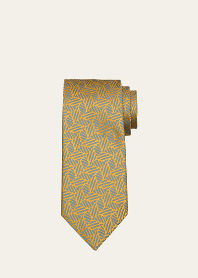 Shop Charvet Men's Silk Geometric Jacquard Tie In 20 Gol
