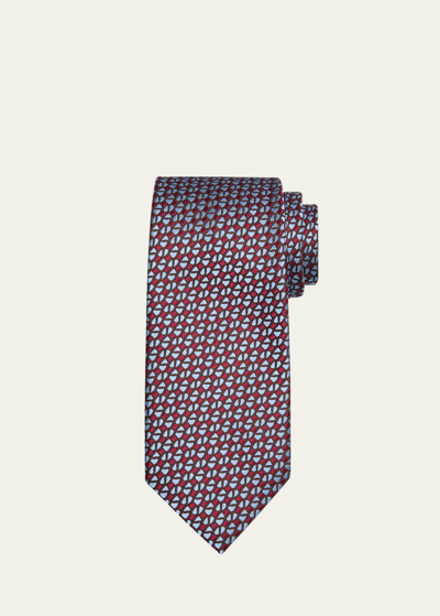 Shop Charvet Men's Silk Geometric Jacquard Tie In 13 Brn