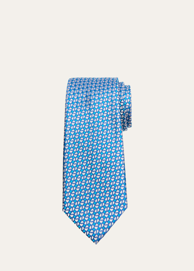 Shop Charvet Men's Silk Geometric Jacquard Tie In 7 Sky