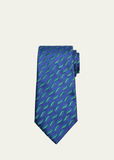 Shop Charvet Men's Silk Woven Geometric Tie In 1 Grn