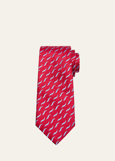 Shop Charvet Men's Silk Woven Geometric Tie In 6 Red