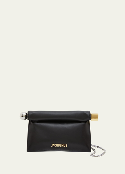 Shop Jacquemus La Petite Pochette Rond Clutch Bag In Black