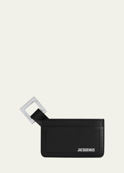 Shop Jacquemus Men's Le Porte Cartes Cuerda Leather Card Holder In Black 990
