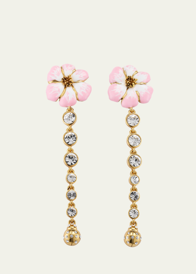 Shop Oscar De La Renta Enamel Flower Strand Earrings In Pink