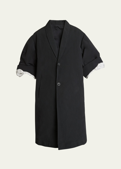 Shop Maison Margiela Nylon Cuff-sleeve Coat In Black