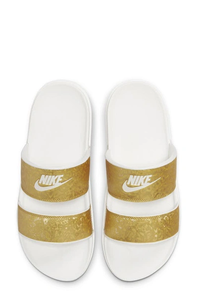 Shop Nike Offcourt Duo Strap Slide Sandal In Metallic Gold/ Phantom