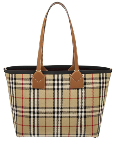 Burberry Medium London Check-pattern Tote Bag In Brown