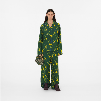 Shop Burberry Dandelion Silk Pyjama Shirt In Ivy