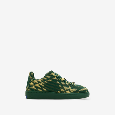 Shop Burberry Check Knit Box Sneakers In Primrose