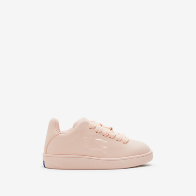 Shop Burberry Leather Box Sneakers In Baby Neon