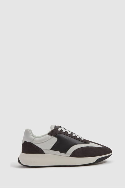 Shop Reiss Emmett - Charcoal Leather Suede Running Trainers, Uk 8 Eu 42
