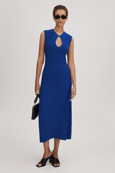 Shop Florere Ribbed Midi Dress In Bright Blue