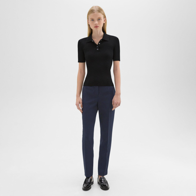 Shop Theory Treeca Full Length Pant In Admiral Crepe In Nocturne Navy