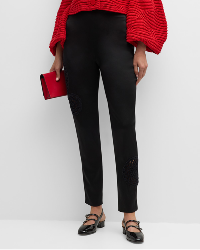 Shop Hellessy Simon Crochet-inset Straight-leg Pants In Black