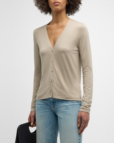 Shop Majestic Soft Touch Button-front Cardigan In Desert