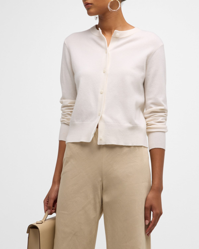 Shop Vince Wool Cashmere Shank-button Cardigan In Off White