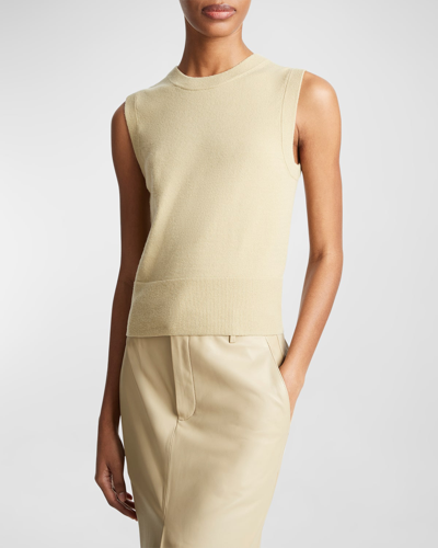 Shop Vince Wool Cashmere Crewneck Shell Top In Thyme