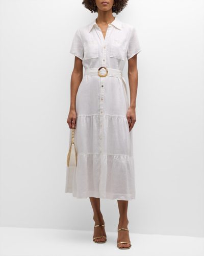 Shop Heidi Klein Mitsio Island Short-sleeve Maxi Shirtdress In White