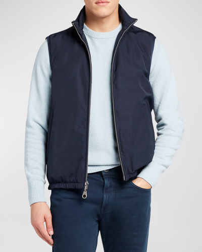 Shop Loro Piana Men's Tarui Reversible Zip Vest In Very Dark Blue
