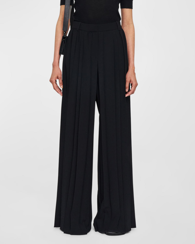 Shop Joseph Tibre High-rise Pleated Wide-leg Pants In Black