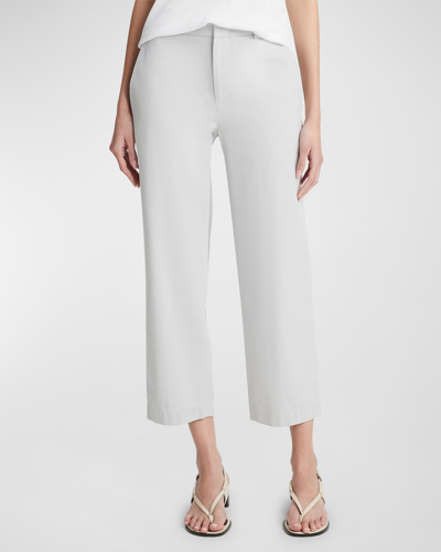 Shop Vince Mid-rise Washed Cotton Cropped Pants In Lunar Dust
