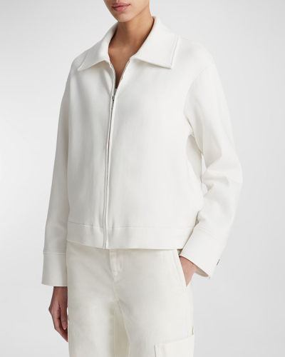 Shop Vince Zip-front Collared Jacket In Off White
